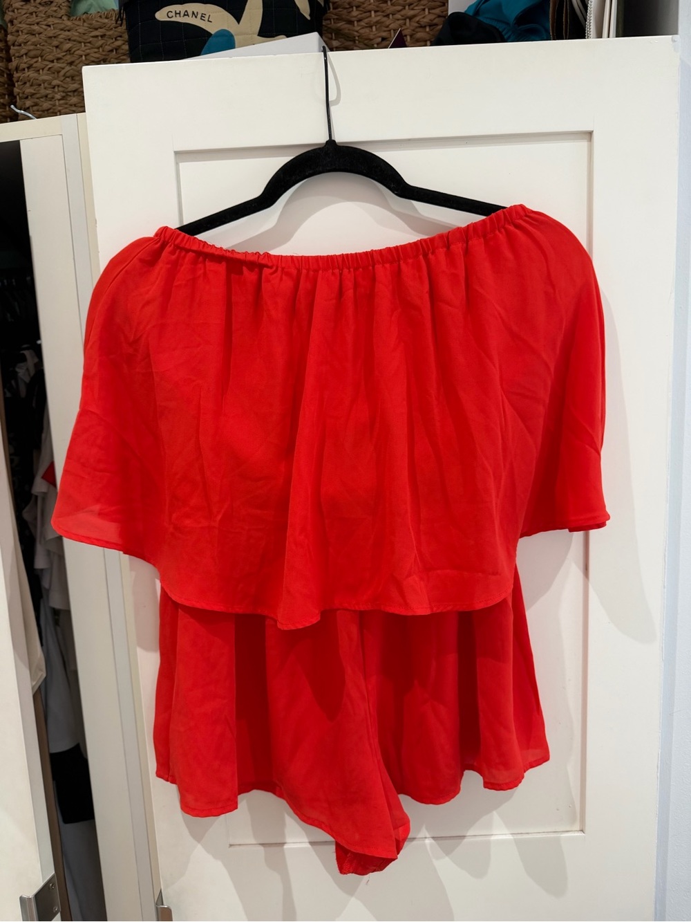 Show Me Your MuMu Bright Red strapless romper